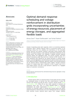 Optimal demand response scheduling and voltage reinforcement in distribution grids incorporating uncertainties of energy resources, placement of energy storages, and aggregated flexible loads
