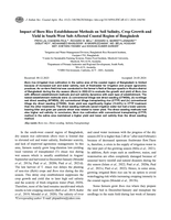 Impact of&nbsp;Boro&nbsp;Rice Establishment Methods on Soil Salinity, Crop Growth and Yield in South-West Salt-Affected Coastal Region of Bangladesh