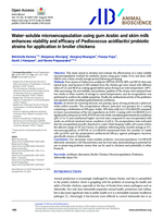 Water-soluble microencapsulation using gum Arabic and skim milk enhances viability and efficacy of Pediococcus acidilactici probiotic strains for application in broiler chickens