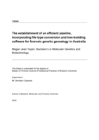 The establishment of an efficient pipeline, incorporating file type conversion and tree-building software for forensic genetic genealogy in Australia