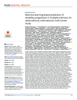Machine-learning-based prediction of disability progression in multiple sclerosis: An observational, international, multi-center study
