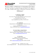 Business Ethics of Pakistanis in Islamabad and Lahore: Do Age, Gender and Data Collection Processes Make a Difference?