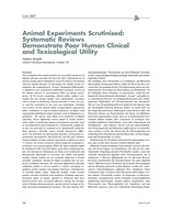 Animal experiments scrutinised: Systematic reviews demonstrate poor human clinical and toxicological utility