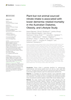 Plant but not animal sourced nitrate intake is associated with lower dementia-related mortality in the Australian Diabetes, Obesity, and Lifestyle Study