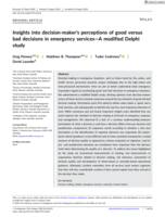 Insights into decision‐maker's perceptions of good versus bad decisions in emergency services—A modified Delphi study
