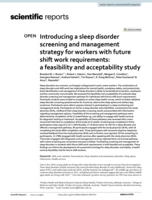 Introducing a sleep disorder screening and management strategy for workers with future shift work requirements: a feasibility and acceptability study