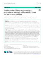 Implementing falls prevention patient education in hospitals - older people’s views on barriers and enablers