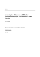 An Investigation of Classroom and Behaviour Management Pedagogy in Australian Initial Teacher Education