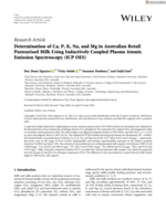 Determination of Ca, P, K, Na, and Mg in Australian Retail Pasteurised Milk Using Inductively Coupled Plasma Atomic Emission Spectroscopy (ICP OES)