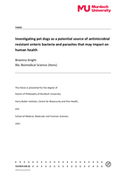 Investigating pet dogs as a potential source of antimicrobial resistant enteric bacteria and parasites that may impact on human health