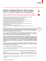 Detection and staging of Alzheimer's disease by plasma pTau217 on a high throughput immunoassay platform