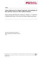 Colour’s Role in the Live Theatre Experience: An Examination of How and Why Colour Can Affect Audience Members