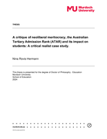 A critique of neoliberal meritocracy, the Australian Tertiary Admission Rank (ATAR) and its impact on students: A critical realist case study