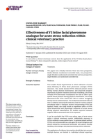 Effectiveness of F3 feline facial pheromone analogue for acute stress reduction within clinical veterinary practice
