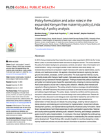 Policy formulation and actor roles in the expanded Kenyan free maternity policy (Linda Mama): A policy analysis