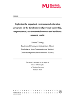 Exploring the impacts of environmental education programs on the development of personal leadership, empowerment, environmental concern and resilience amongst youth.