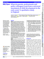 What do parents, professionals and policy colleagues want from a universal assessment of child development in the early years? A qualitative study in England