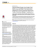 Genome Wide Single Locus Single Trait, Multi-Locus and Multi-Trait Association Mapping for Some Important Agronomic Traits in Common Wheat (T-aestivum L.)