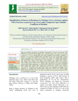 Identification of Sources of Resistance in Chickpea (Cicer arietinum) against Wilt (Fusarium oxysporum f. sp. ciceri) under Temperate Agro-Climatic Conditions of Kashmir