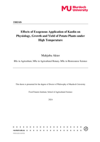 Effects of Exogenous Application of Kaolin on Physiology, Growth and Yield of Potato Plants under High Temperature
