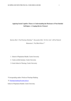 Applying Social Cognitive Theory to Understanding the Disclosure of Non-Suicidal Self-Injury: A Scoping Review Protocol