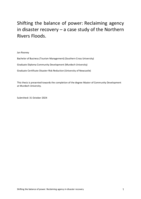 Shifting the balance of power: Reclaiming agency in disaster recovery – a case study of the Northern Rivers Floods