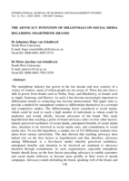 THE ADVOCACY INTENTION OF MILLENNIALS ON SOCIAL MEDIA REGARDING SMARTPHONE BRANDS