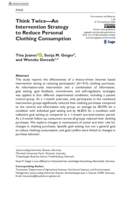 Think Twice—An Intervention Strategy to Reduce Personal Clothing Consumption