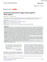 Intrasexual Selection for Upper Limb Length in Homo sapiens