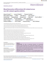 Blood biomarkers differentiate AD‐related versus non‐AD‐related cognitive deficits