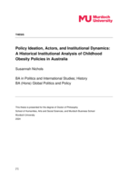 Policy Ideation, Actors, and Institutional Dynamics: A Historical Institutional Analysis of Childhood Obesity Policies in Australia