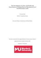The Development of a Fatty Acid Profile and Determination of Melting Point in Subcutaneous fat of Ultra White Ram Lambs