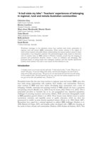"A bull stole my bike": Teachers' experiences of belonging in regional, rural and remote Australian communities
