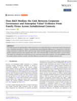 Does R&D Mediate the Link between Corporate Governance and Enterprise Value? Evidence from Family Firms Across Jurisdictional Contexts