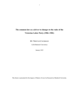 The common law as a driver to changes to the rules of the Victorian Labor Party (1906–1981)