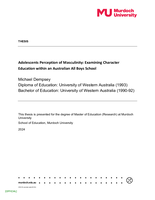 Adolescents Perception of Masculinity: Examining Character Education within an Australian All Boys School