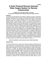A Solar Powered Reverse Osmosis Water Supply System for Remote Communities