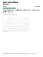 Physiology can predict animal activity, exploration, and dispersal