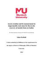 Access creation and its measurement in impermeable rock mass for the in situ recovery of metals from ore bodies