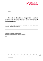 Impacts on educators working in K-12 education settings with students who have trauma histories: A qualitative study
