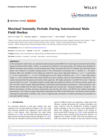 Maximal Intensity Periods During International Male Field Hockey
