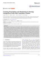 Training Prescription and Monitoring in Rowing: Perspectives From Elite Australian Coaches