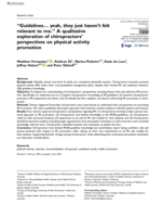 "Guidelines… yeah, they just haven't felt relevant to me." A qualitative exploration of chiropractors' perspectives on physical activity promotion