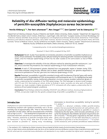 Reliability of disc diffusion testing and molecular epidemiology of penicillin-susceptible Staphylococcus aureus bacteraemia