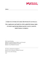 COERCIVE CONTROL IN FAMILY BUSINESSES IN AUSTRALIA: How employment and family law fail to uphold the human rights of women experiencing intimate partner coercive control in family business workplaces