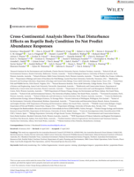 Cross-Continental Analysis Shows That Disturbance Effects on Reptile Body Condition Do Not Predict Abundance Responses