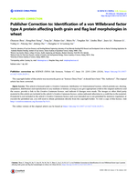 Publisher Correction to: Identification of a von Willebrand factor type A protein affecting both grain and flag leaf morphologies in wheat