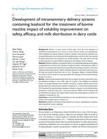 Development of intramammary delivery systems containing lasalocid for the treatment of bovine mastitis: impact of solubility improvement on safety, efficacy, and milk distribution in dairy cattle