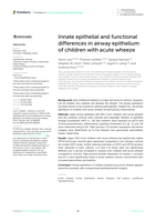 Innate epithelial and functional differences in airway epithelium of children with acute wheeze