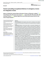 Factors preceding occupational distress in emergency nurses: An integrative review